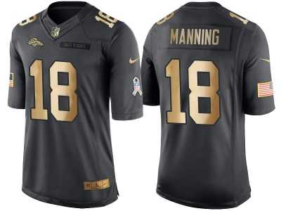 Nike Denver Broncos #18 Peyton Manning Anthracite 2016 Christmas Gold Men's NFL Limited Salute to Service Jersey