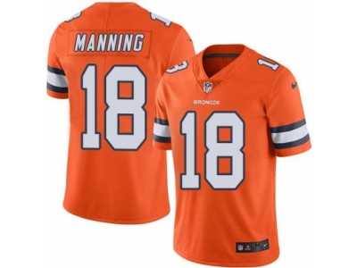 Nike Denver Broncos #18 Peyton Manning Orange Men's Stitched NFL Limited Rush Jersey