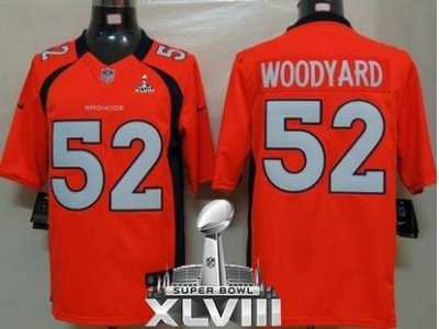 Nike Denver Broncos #52 Wesley Woodyard Orange Team Color Super Bowl XLVIII NFL Limited Jersey