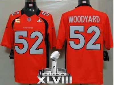 Nike Denver Broncos #52 Wesley Woodyard Orange Team Color With C Patch Super Bowl XLVIII NFL Limited Jersey