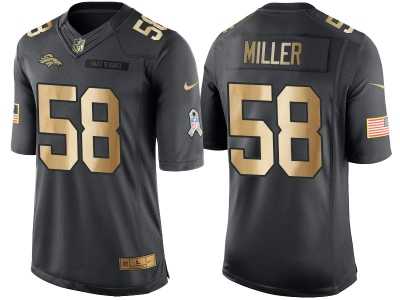 Nike Denver Broncos #58 Von Miller Anthracite 2016 Christmas Day Gold Men's NFL Limited Salute to Service Jersey