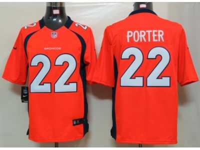 Nike NFL Denver Broncos #22 Porter Orange Jerseys(Limited)