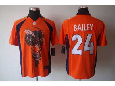 Nike nfl denver broncos #24 Champ Bailey orange jerseys[helmet tri-blend limited]