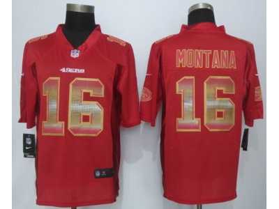 2015 New Nike San Francisco 49ers #16 Montana Red Strobe Jerseys(Limited)