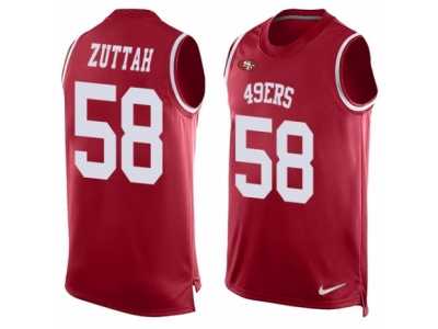 Men's Nike San Francisco 49ers #58 Jeremy Zuttah Limited Red Player Name & Number Tank Top NFL Jersey