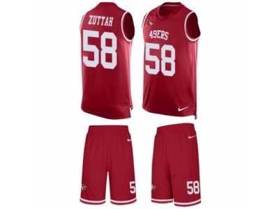 Men's Nike San Francisco 49ers #58 Jeremy Zuttah Limited Red Tank Top Suit NFL Jersey