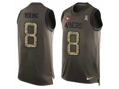 Men's Nike San Francisco 49ers #8 Steve Young Limited Green Salute to Service Tank Top NFL Jersey
