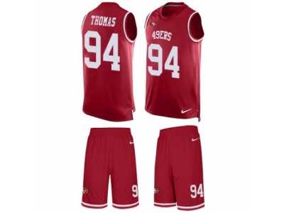 Men's Nike San Francisco 49ers #94 Solomon Thomas Limited Red Tank Top Suit NFL Jersey