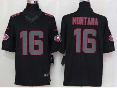 Nike NFL San Francisco 49ers #16 Joe Montana black jerseys[Impact Limited]