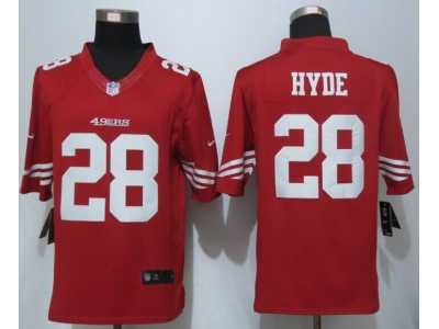 Nike San Francisco 49ers #28 Hyde Red Jerseys(Limited)