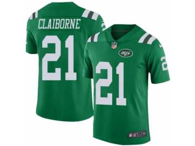 Men\'s Nike New York Jets #21 Morris Claiborne Limited Green Rush NFL Jersey