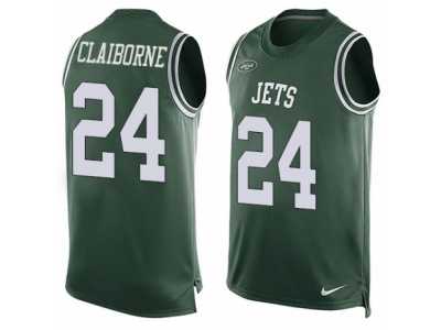 Men's Nike New York Jets #24 Morris Claiborne Limited Green Player Name & Number Tank Top NFL Jersey