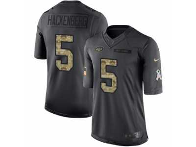 Men's Nike New York Jets #5 Christian Hackenberg Limited Black 2016 Salute to Service NFL Jersey