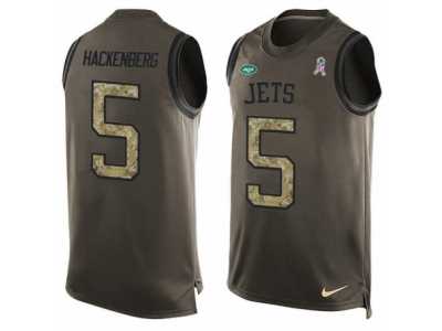 Men's Nike New York Jets #5 Christian Hackenberg Limited Green Salute to Service Tank Top NFL Jersey