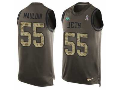 Men's Nike New York Jets #55 Lorenzo Mauldin Limited Green Salute to Service Tank Top NFL Jersey
