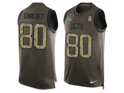 Men's Nike New York Jets #80 Wayne Chrebet Limited Green Salute to Service Tank Top NFL Jersey