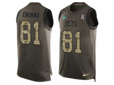 Men's Nike New York Jets #81 Quincy Enunwa Limited Green Salute to Service Tank Top NFL Jersey