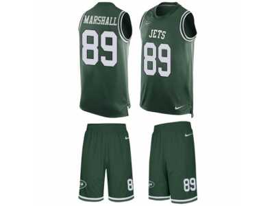 Men's Nike New York Jets #89 Jalin Marshall Limited Green Tank Top Suit NFL Jersey