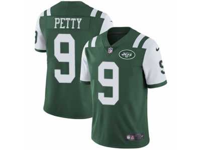 Men's Nike New York Jets #9 Bryce Petty Vapor Untouchable Limited Green Team Color NFL Jersey