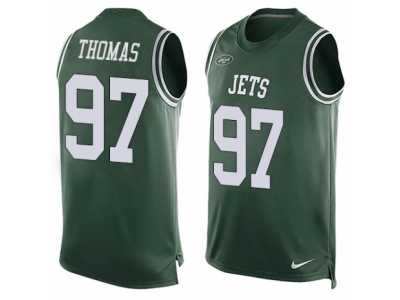 Men's Nike New York Jets #97 Lawrence Thomas Limited Green Player Name & Number Tank Top NFL Jersey