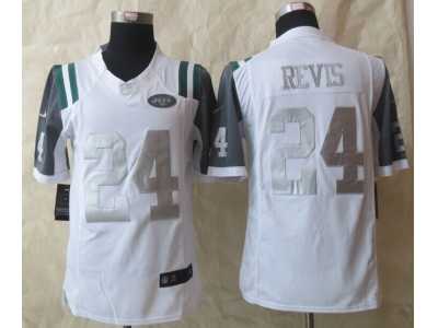 Nike New York Jets #24 Revis Platinum White jerseys(Limited)