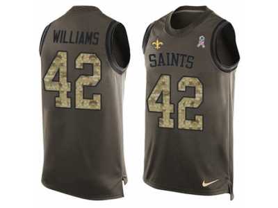 Men's Nike New Orleans Saints #42 Marcus Williams Limited Green Salute to Service Tank Top NFL Jersey