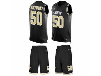 Men's Nike New Orleans Saints #50 Stephone Anthony Limited Black Tank Top Suit NFL Jersey