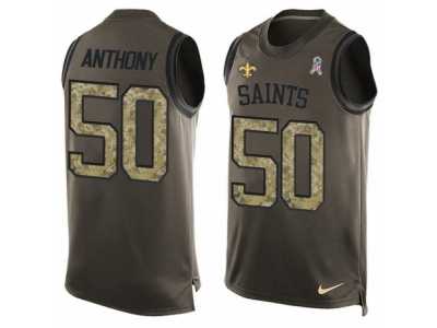 Men's Nike New Orleans Saints #50 Stephone Anthony Limited Green Salute to Service Tank Top NFL Jersey
