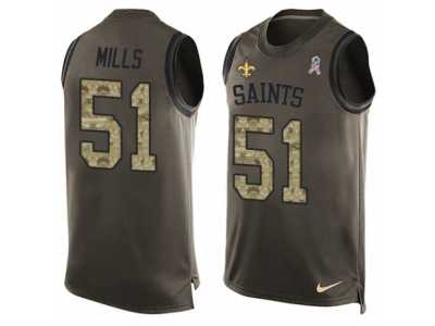 Men's Nike New Orleans Saints #51 Sam Mills Limited Green Salute to Service Tank Top NFL Jersey