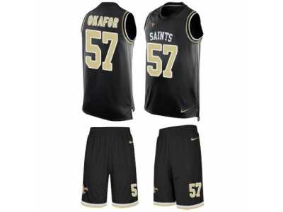 Men's Nike New Orleans Saints #57 Alex Okafor Limited Black Tank Top Suit NFL Jersey