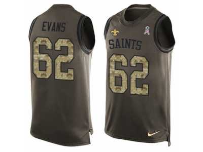 Men's Nike New Orleans Saints #62 Jahri Evans Limited Green Salute to Service Tank Top NFL Jersey