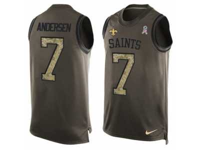 Men's Nike New Orleans Saints #7 Morten Andersen Limited Green Salute to Service Tank Top NFL Jersey