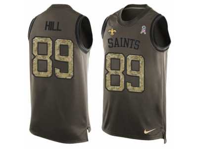 Men's Nike New Orleans Saints #89 Josh Hill Limited Green Salute to Service Tank Top NFL Jersey