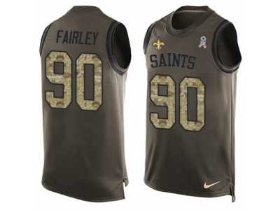 Men's Nike New Orleans Saints #90 Nick Fairley Limited Green Salute to Service Tank Top NFL Jersey