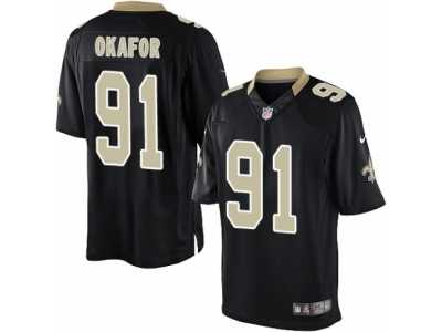 Men's Nike New Orleans Saints #91 Alex Okafor Limited Black Team Color NFL Jersey
