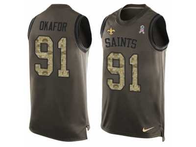 Men's Nike New Orleans Saints #91 Alex Okafor Limited Green Salute to Service Tank Top NFL Jersey