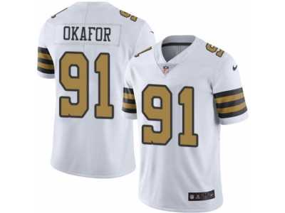 Men's Nike New Orleans Saints #91 Alex Okafor Limited White Rush NFL Jersey