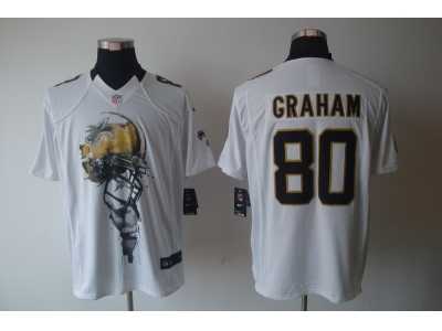 Nike NFL New Orleans Saints #80 Jimmy Graham White Jerseys(Helmet Tri-Blend Limited)