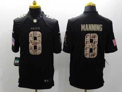 Nike New Orleans Saints #8 manning Black Salute to Service Jerseys(Limited)