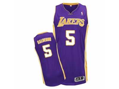 Men's Adidas Los Angeles Lakers #5 Jose Calderon Authentic Purple Road NBA Jersey