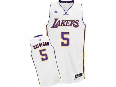 Men's Adidas Los Angeles Lakers #5 Jose Calderon Swingman White Alternate NBA Jersey