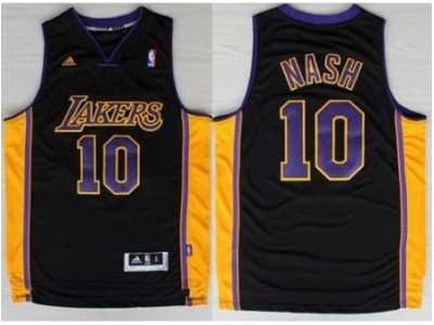 NBA Los Angeles Lakers #10 Steve Nash Black Revolution 30 Swingman Purple Number 2013 New Style