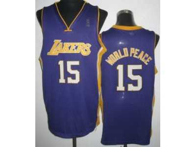 nba Los Angeles Lakers #15 Metta World Peace Purple Jerseys[Revolution 30]