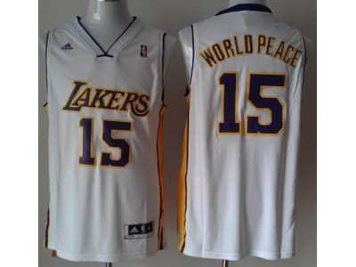 nba Los Angeles Lakers #15 Metta World Peace White Jerseys(Revolution 30 Swingman)