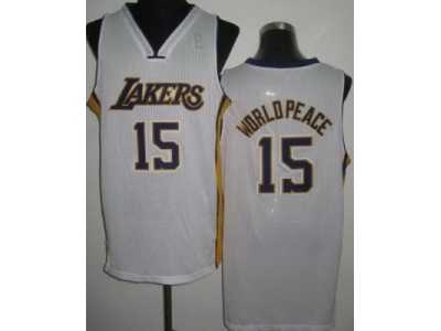 nba Los Angeles Lakers #15 Metta World Peace white Jerseys[Revolution 30]