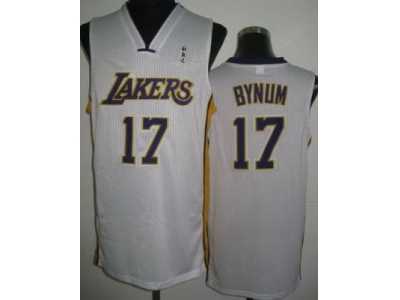 nba Los Angeles Lakers #17 Andrew Bynum white Jerseys[Revolution 30]