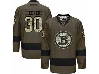 Boston Bruins #30 Gerry Cheevers Green Salute to Service Stitched NHL Jersey