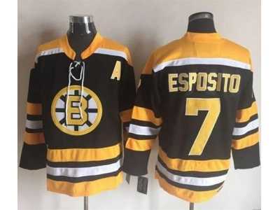 Boston Bruins #7 Phil Esposito Black Yellow CCM Throwback New Stitched NHL Jersey