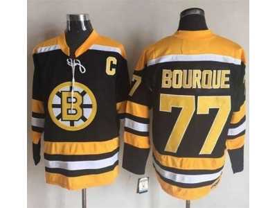 Boston Bruins #77 Ray Bourque Black Yellow CCM Throwback New Stitched NHL Jersey