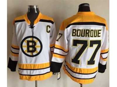Boston Bruins #77 Ray Bourque White CCM Throwback Stitched NHL Jersey